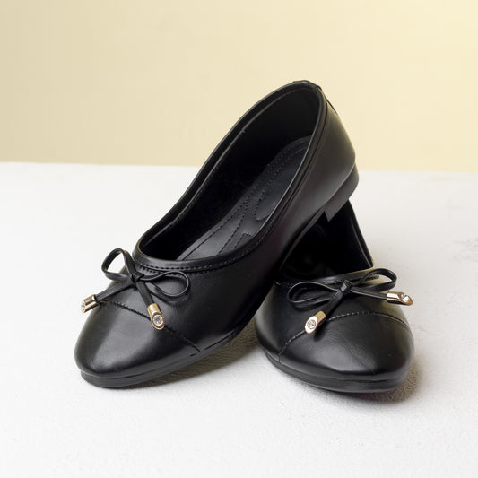 Leather ballerina black