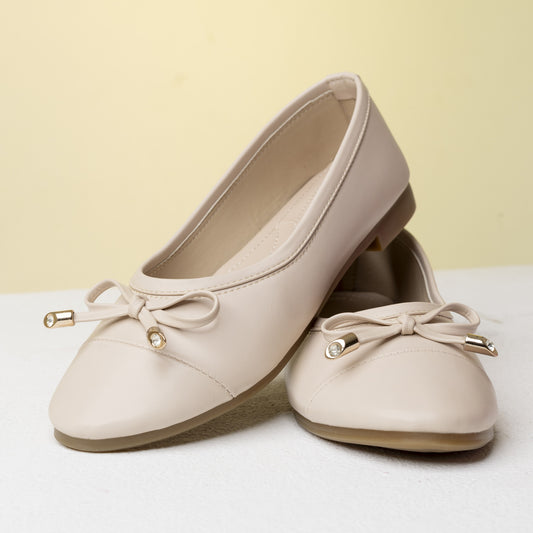 Leather ballerina beige